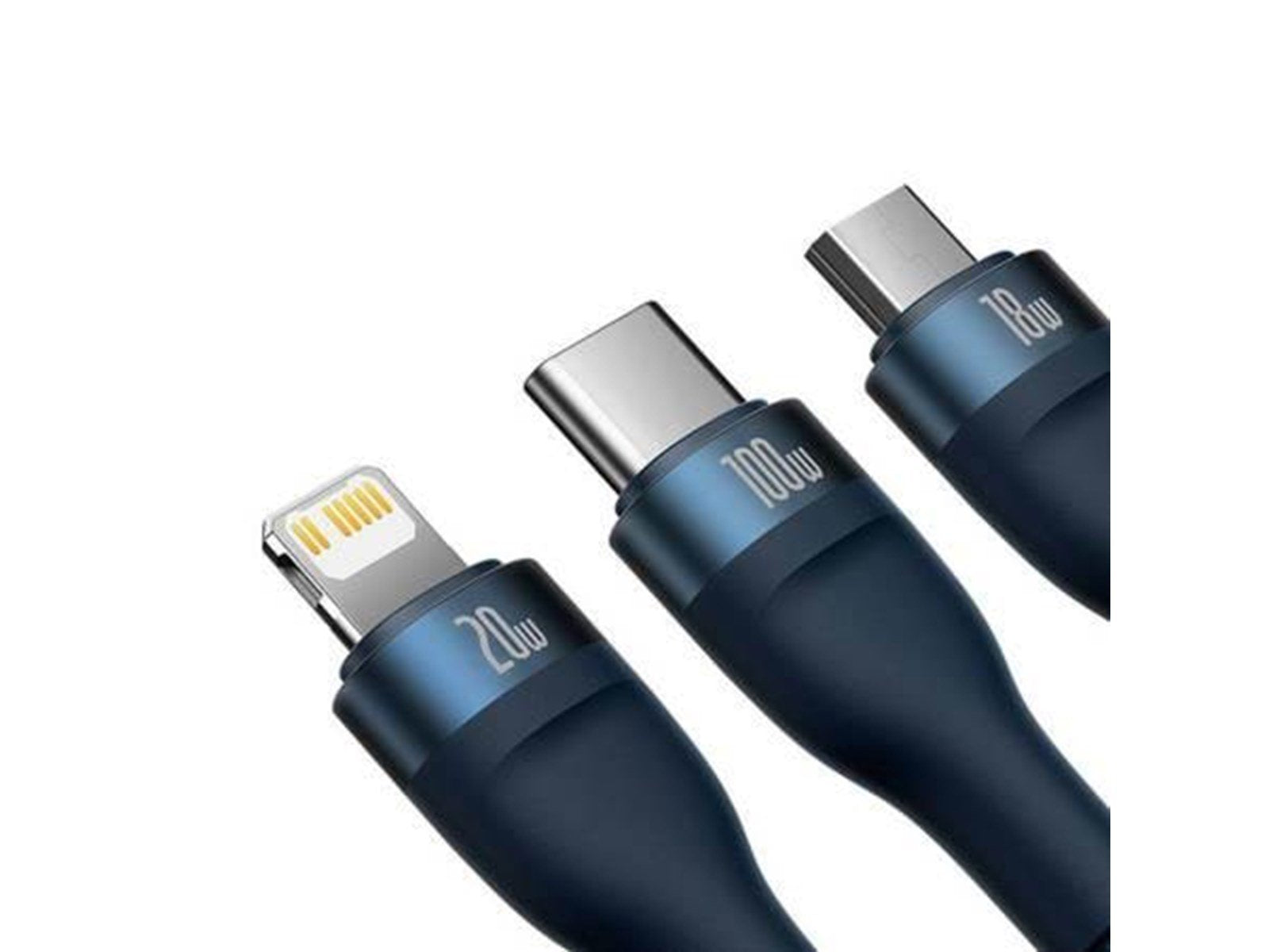 Baseus 3in1 USB cable  Flash Series 2 USB-C + micro USB + Lightning 100W 1.2m (blue) Baseus 3in1 USB cable  Flash Series 2 USB-C + micro USB + Lightning 100W 1.2m (blue)